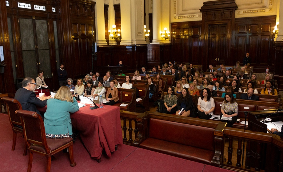 "Estándares de debida diligencia y violencia doméstica" en la Sala de Audiencias del Palacio de Justicia.